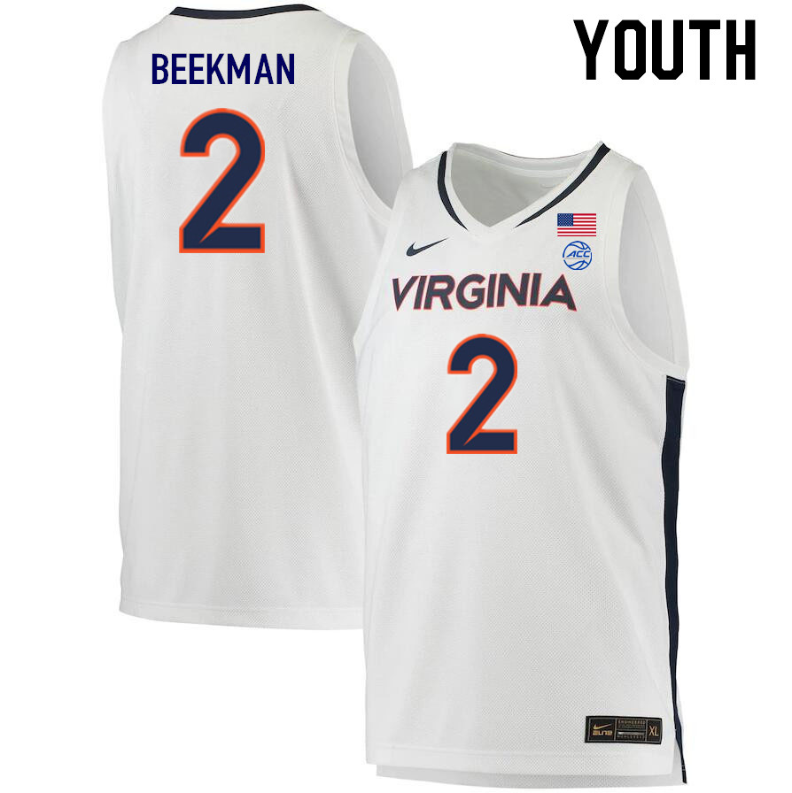 Youth #2 Reece Beekman Virginia Cavaliers College 2022-23 Stitched Basketball Jerseys Sale-White - Click Image to Close